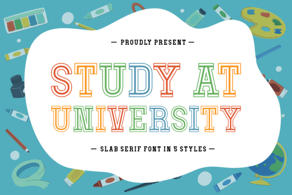 Study at University: A Unique Display Font for Modern and Whimsical Design